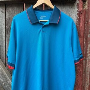 Nike Golf Dri-Fit Men’s Radar Performance Polo Shirt Navy Blue and Red Trim